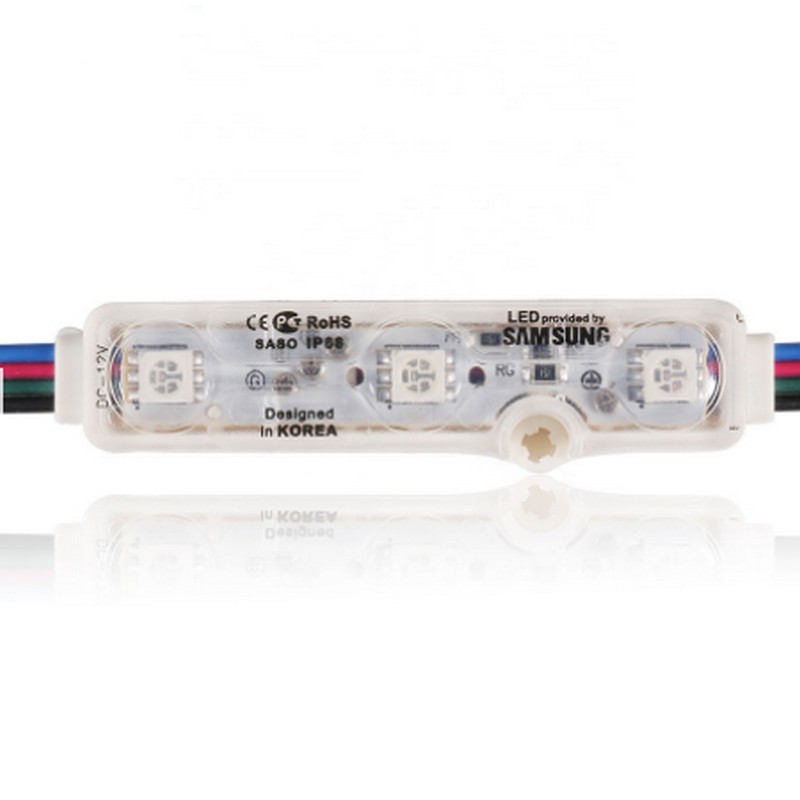 5050 Rgb 3 Led Ultrasonic Led Module With Lens Ip67 Waterproof Korea Design Dc 12V Module Light For Signage